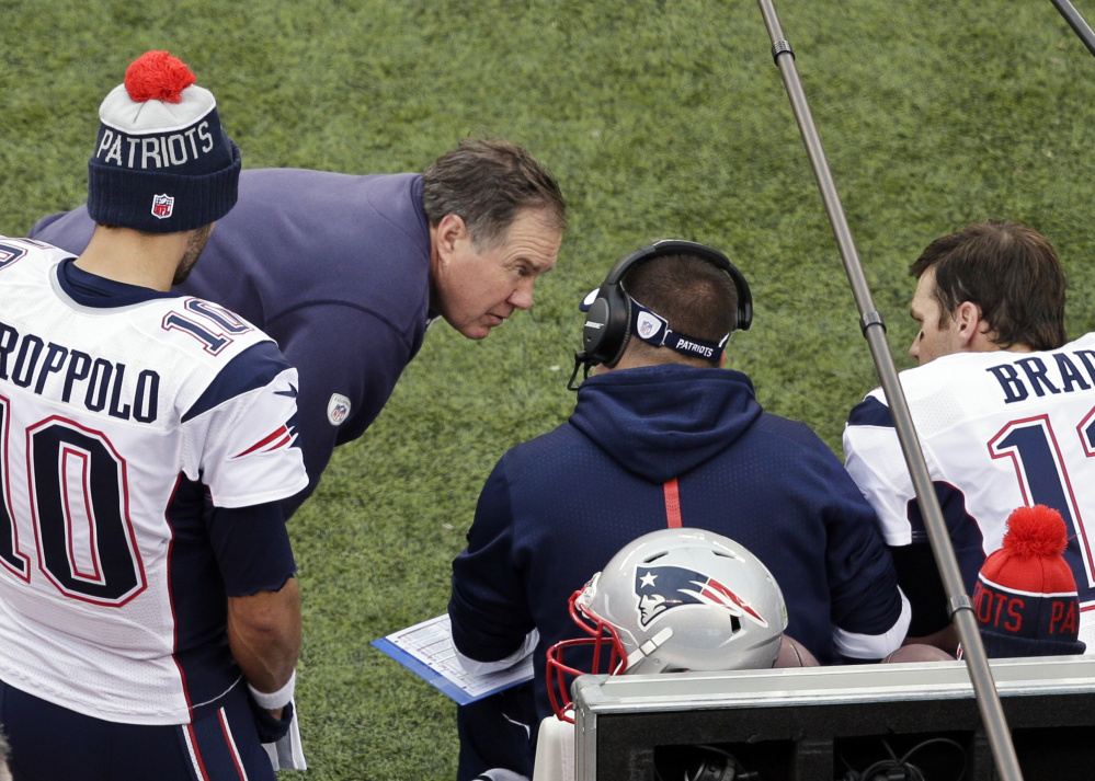 Bill Belichick, leaning in for a discussion Sunday, said field position played a role in his decision to kick off to start overtime against the New York Jets – a choice that backfired.