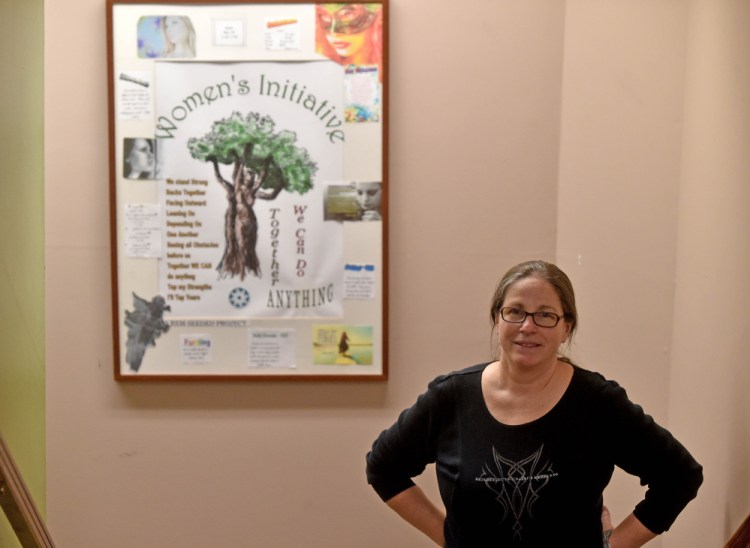 Martha Dempski, who founded and runs the Women’s Initiative, poses for a portrait Wednesday at The Center in downtown Waterville. Women’s Initiative will soon move to a new location in Waterville after having been in the basement of The Center in downtown since 2011.