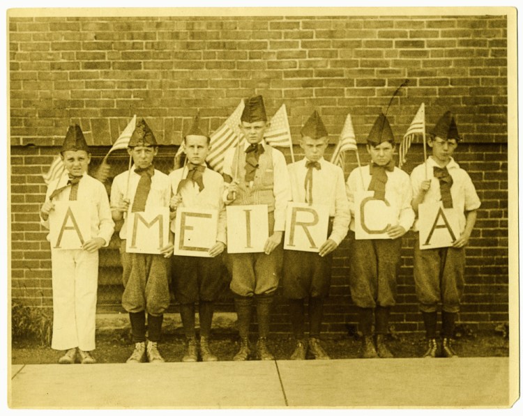 Immigrant students at Chapman School in Portland, around 1920, learned English and U.S. history as part of “Americanization” classes sponsored by Portland public schools.