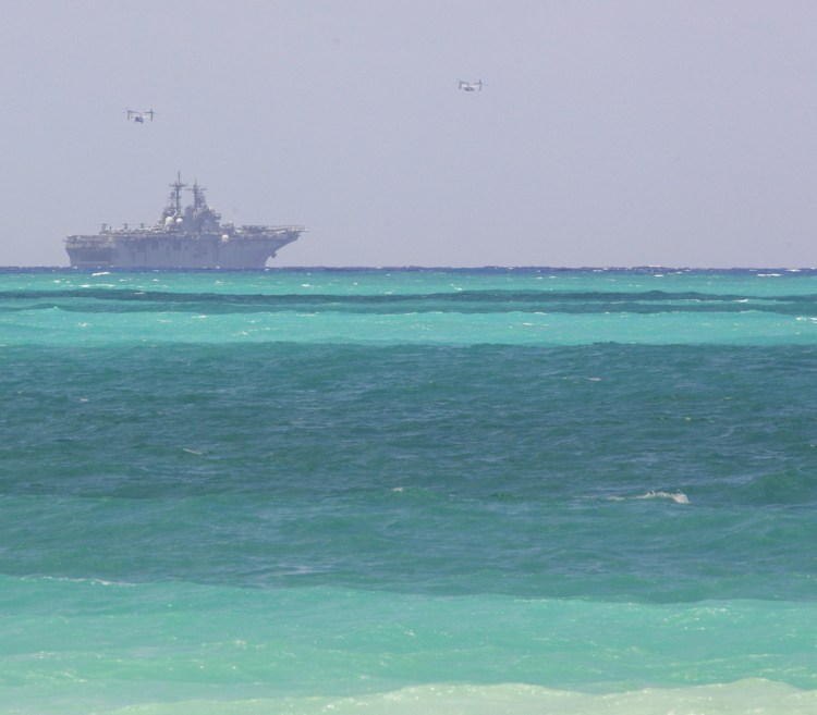 The U.S. Navy amphibious assault ship USS Essex participates in during amphibious exercises off the coast of Bellows Air Force Station, Hawaii, in May.  The U.S. Pacific Fleet is smaller than it was in the 1990s, helping fuel a debate about whether the U.S. has enough ships to meet challenges posed by fast-growing and increasingly assertive Chinese naval forces. 