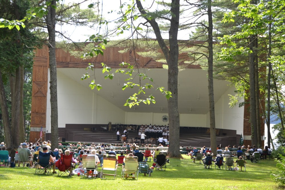 Contributed photo
New England Music Camp students perform at a free weekend concert at the Camp’s Bowl in the Pines, on the shore of Messalonskee Lake in Sidney, in this 2014 photo. The Snow Pond Arts Academy received contract approval Tuesday to serve students in grades nine through 12 and it will be affiliated with the 80-year-old New England Music Camp Association and will share a campus with the music camp summer program.