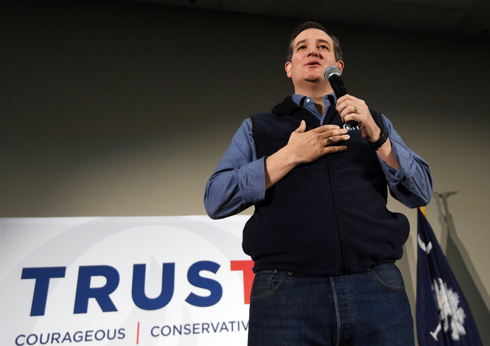 Republican presidential candidate, Sen. Ted Cruz, R-Texas, speaks during a campaign event on Tuesday in Greenville, S.C. (AP Photo/Rainier Ehrhardt)