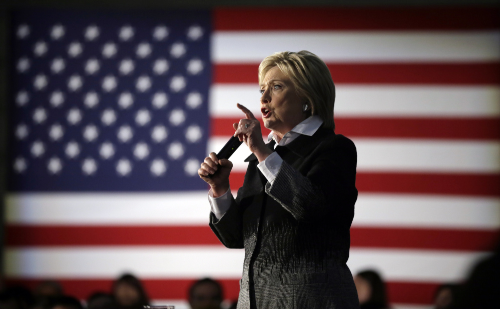 Democratic presidential candidate Hillary Clinton speaks during a rally at the Charles H. Wright Museum of African American History, Monday in Detroit, Mich.