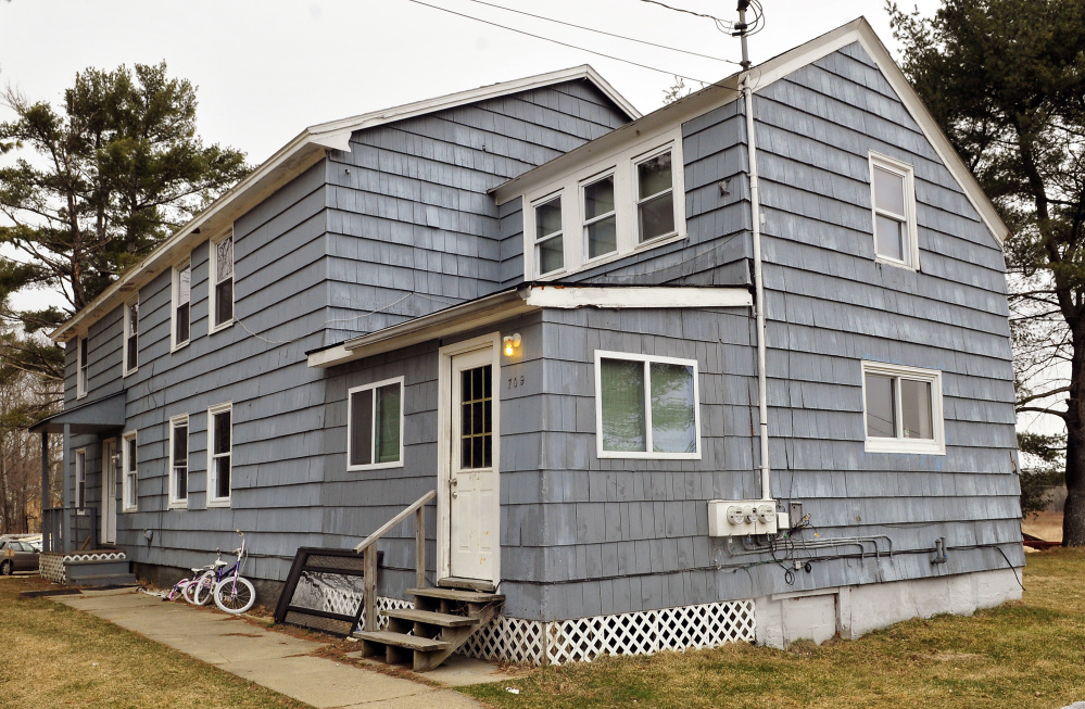 An apartment building at 709 Eastern Ave. in Augusta, seen Thursday, was shut down by the city after the tenants said they’d been living there since early February with no water and only partial heat in the building.