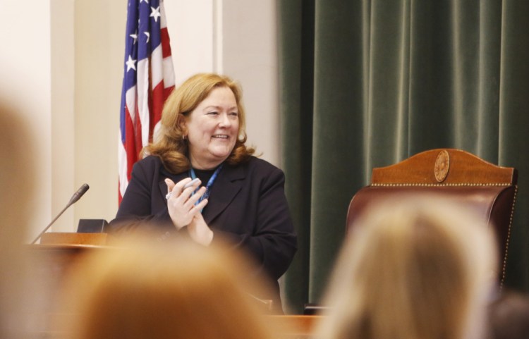 Chief Justice Leigh Saufley delivers her annual State of the Judiciary address before both houses of the Legislature on Wednesday.