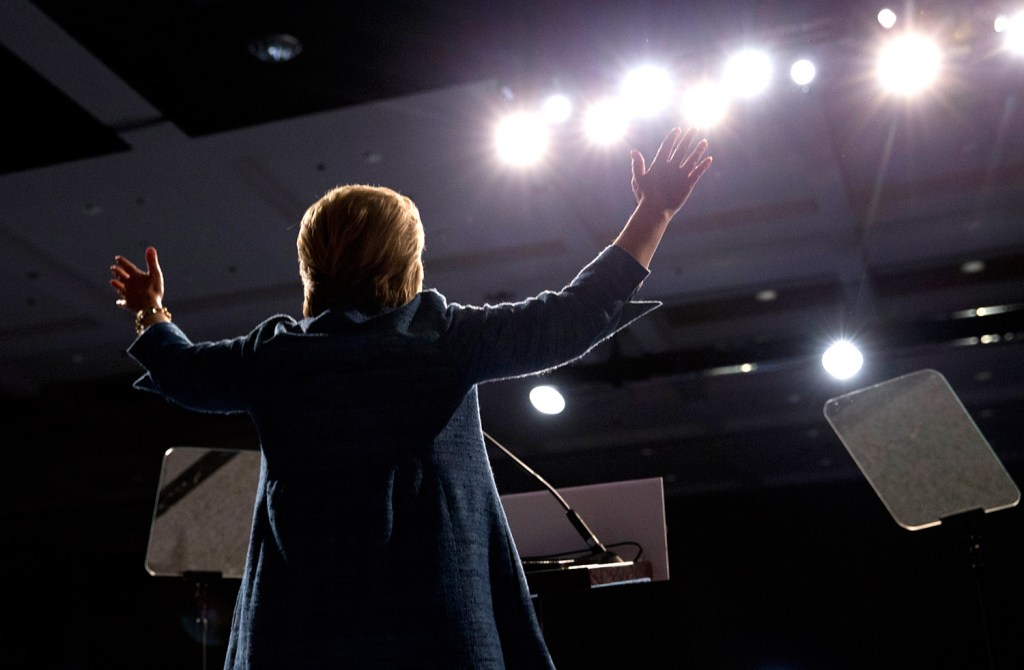 Hillary Clinton speaks at her election night event in West Palm Beach, Fla. 