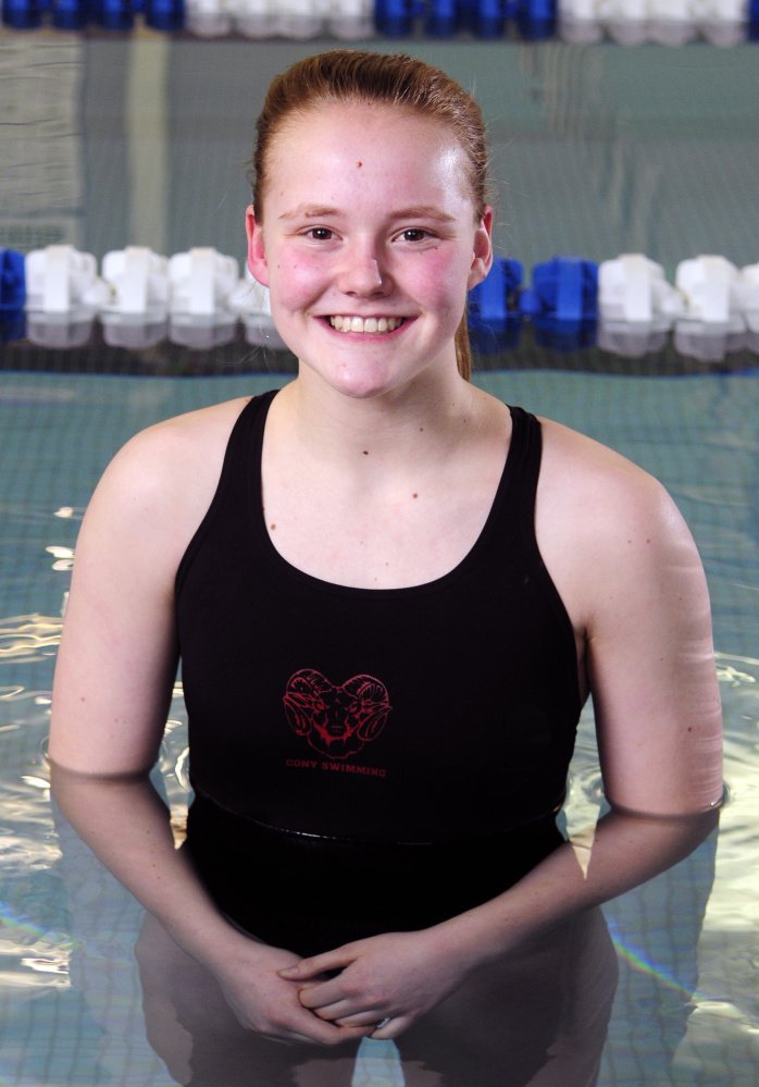 Staff photo by Joe Phelan
Cony freshman Talia Jorgensen is the Kennebec Journal Girls Swimmer of the Year.