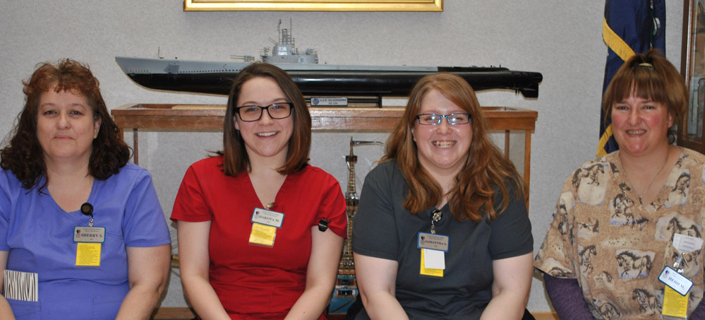 The Maine Veterans' Home in Augusta recently welcomed, from left, Sherry Slonina, Dakota McArthur, Samantha Slonina and Heidi McQuillan as its newest certified nursing assistants.