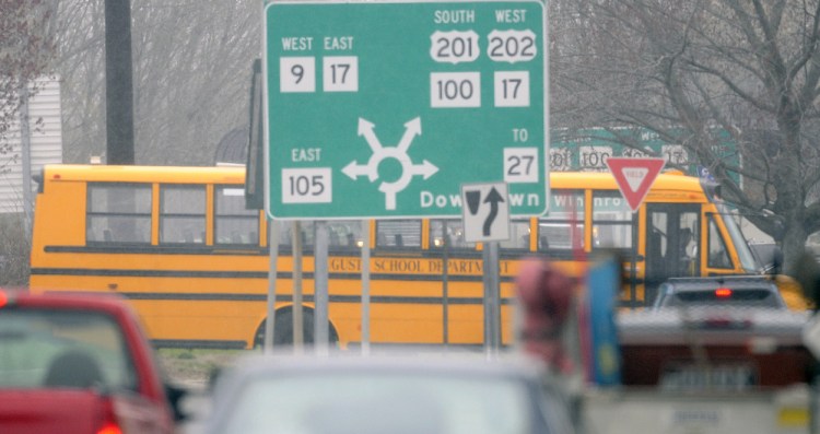 Signs shown Tuesday at Cony Circle in Augusta show the proper way to navigate the circle, but Augusta police say there's still a need for extra enforcement.