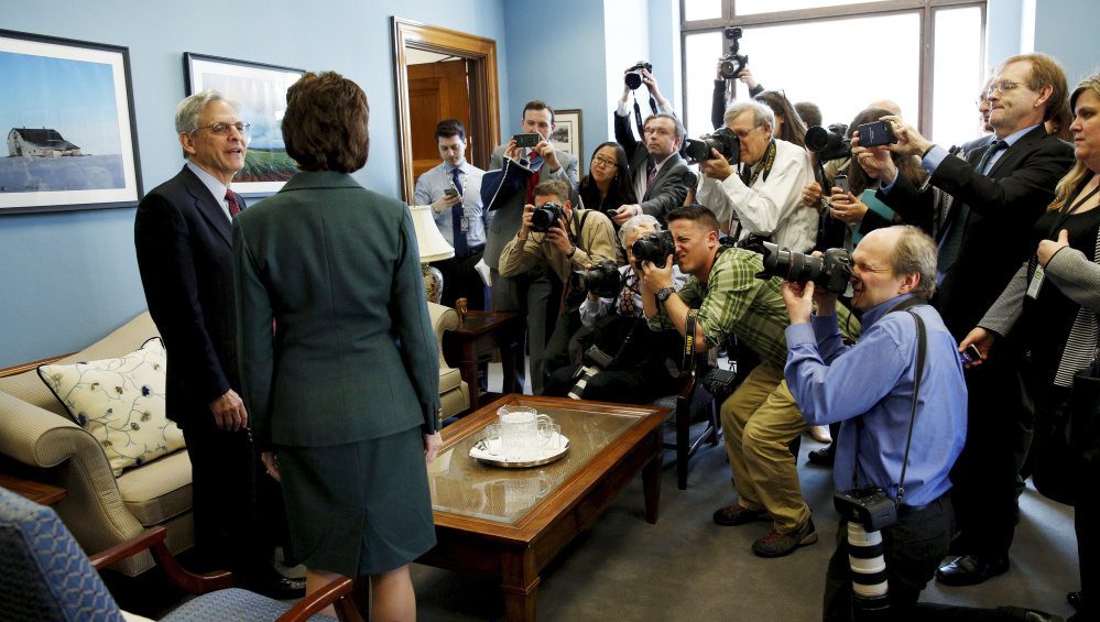 Supreme Court nominee Merrick Garland and Maine Sen. Susan Collins prepare to meet privately Tuesday in Washington as the media gathers in her office.