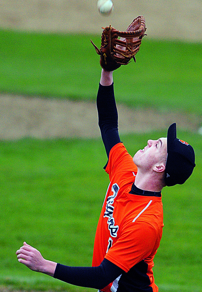 Gardiner's Eli Fish catches a popup during a game against Oceanside on Saturday in Gardiner.