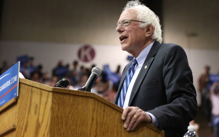 The Associated Press/ Danielle Peterson/Statesman-Journal
Democratic presidential candidate, Sen. Bernie Sanders, I-Vt., speaks during a campaign rally on Tuesday in Salem, Ore.