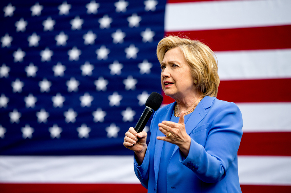 Hillary Clinton speaks during a campaign stop in Fort Mitchell, Ky., on Sunday. Primaries will be held Tuesday in Kentucky and Oregon.