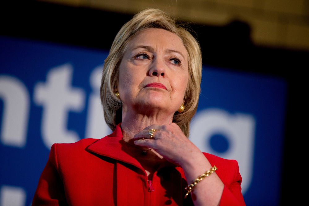 Democratic presidential candidate Hillary Clinton waits to speak at a get out the vote event at La Gala in Bowling Green, Ky.