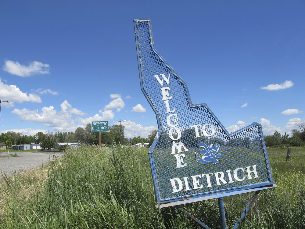 The Associated Press
A sign welcomes residents and visitors to the tiny town in Dietrich, Idaho. The small community is struggling with the national attention brought by reports that a disabled black football player was raped by his white high school teammates. The allegations of racist taunts and physical abuse suffered by the teen were revealed this month when the family filed a $10 million lawsuit against the Dietrich School District.