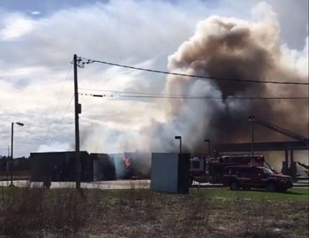 A gas station caught fire on Route 25 in Gorham on Friday. 