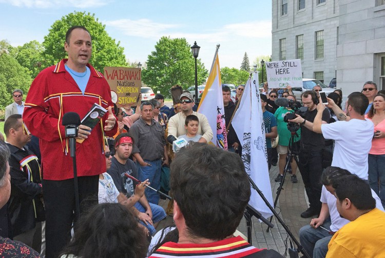 Penobscot Nation Chief Kirk Francis speaks last year when the tribe pulled its non-voting member from the Maine Legislature. The tribe has decided to replace that representative with an ambassador to work with the state and federal governments. 