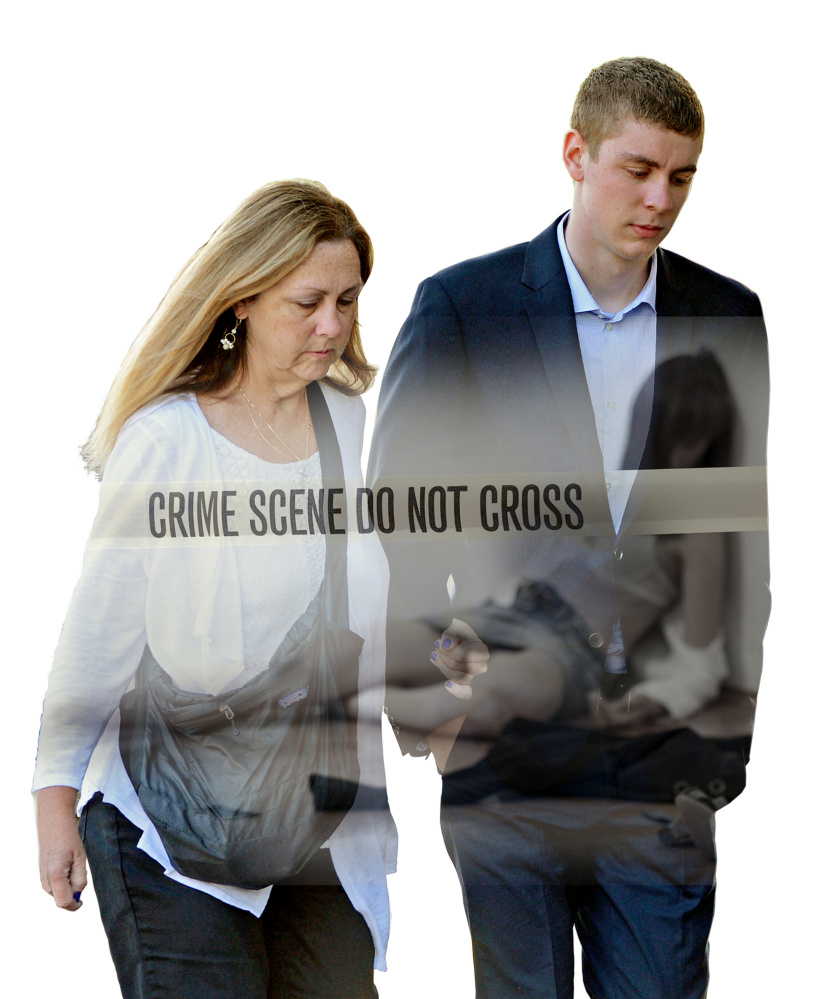 FILE - In this June 2, 2016 file photo, Brock Turner, right, makes his way into the Santa Clara Superior Courthouse in Palo Alto, Calif. A letter written by Turner's father was made public over the weekend by a Stanford law professor who wants the judge in the case removed from office because Brock Turner's sentencing. (Dan Honda/Bay Area News Group via AP, File) MAGS OUT NO SALES