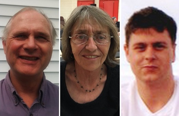 James King, left, Barbara Buck, center, Aaron White, right