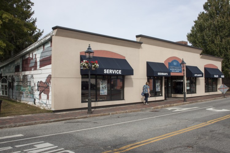 This building at 67 Centre St. in Bath was a Gediman’s Appliance store for 70 years before it abruptly went out of business in 2014. Wellness Connection has received historic district approval for modifications it plans to  make to the structure before opening it as a medical marijuana dispensary in August.