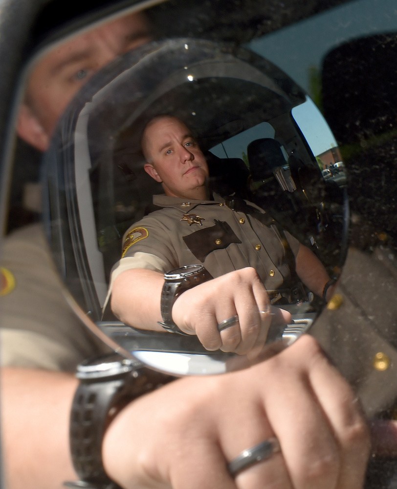 Somerset County Sheriff's Deputy Brian Crater, in his patrol vehicle Wednesday at the Somerset County Sheriff's Office in East Madison, said he intends to be part of the community as the deputy patrolling Somerset County's northern area.