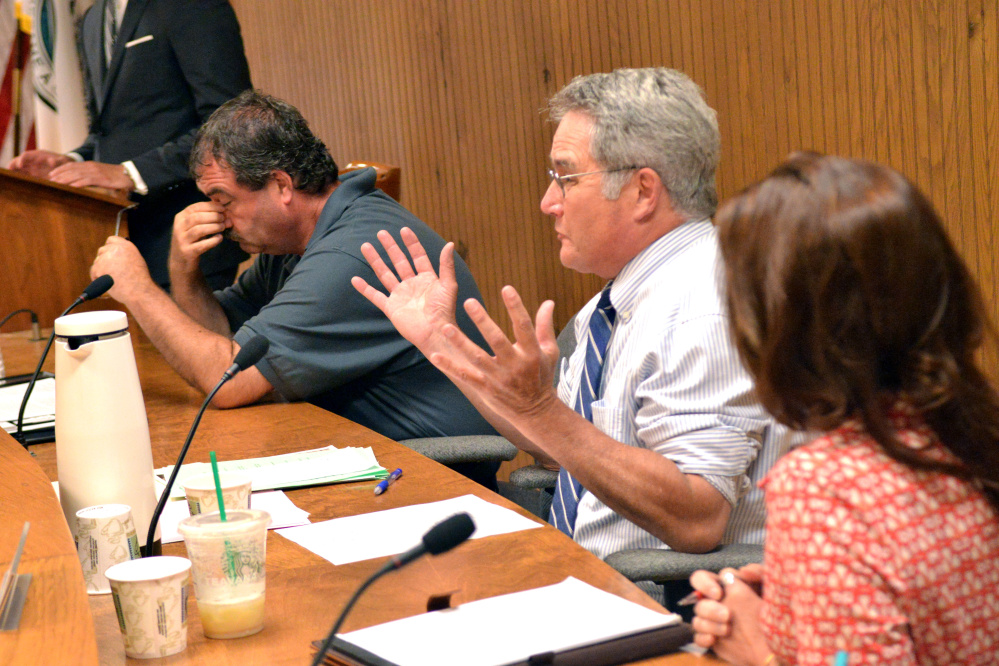 Councilor John O'Donnell, of District 5, addresses budget concerns Tuesday during a City Council meeting at The Center in downtown Waterville.