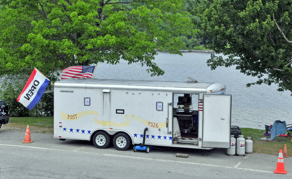 This Friday photo shows the American Legion Auxialary snack shack that was vandalized Wednesday on the shore of Maranacook Lake in Winthrop.