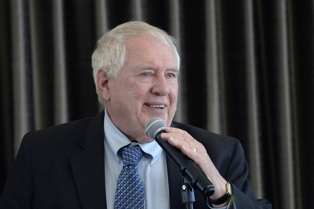 William Beardsley, seen speaking at a Maine Heritage Policy Center luncheon in April,  was made acting deputy education commissioner by Gov. Paul LePage. The governor says the position empowers Beardsley to act on behalf of the education department, but Maine superintendents say the lack of a permanent commissioner is a problem.