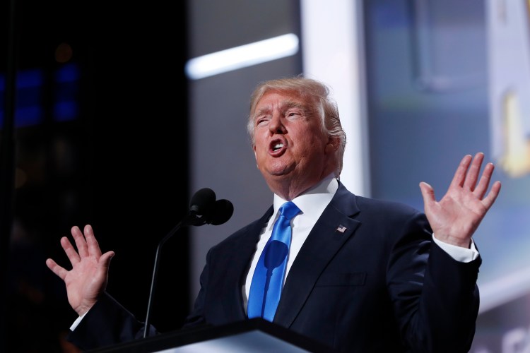 Republican presidential candidate Donald Trump introduces his wife Melania Trump on the first day of the Republican National Convention Monday. With Trump laying claim to a solid majority of delegates, the anti-Trump movement appears all but defeated. But that doesn't mean they'll go quietly.Carolyn Kaster/Associated Press