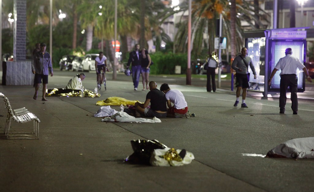 Bodies lie on the ground in Nice, France, after a truck ran into a crowd celebrating Bastille Day.