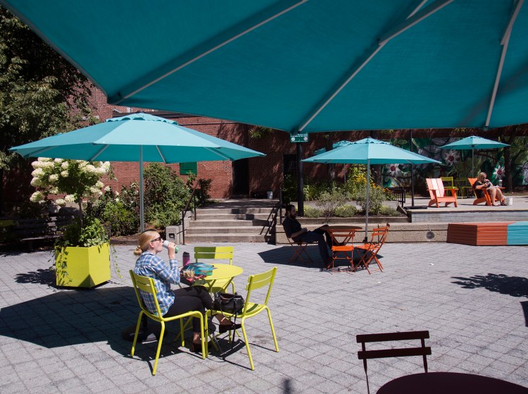 An artist's rendering of the new plan for Congress Square shows big changes for the public space. Brianna Soukup/Staff Photographer