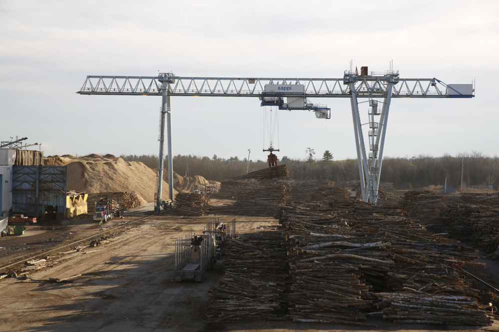 The Sappi North America mill wood yard on U.S. Route 201 in Skowhegan will undergo a $25 million upgrade in equipment over the next year.