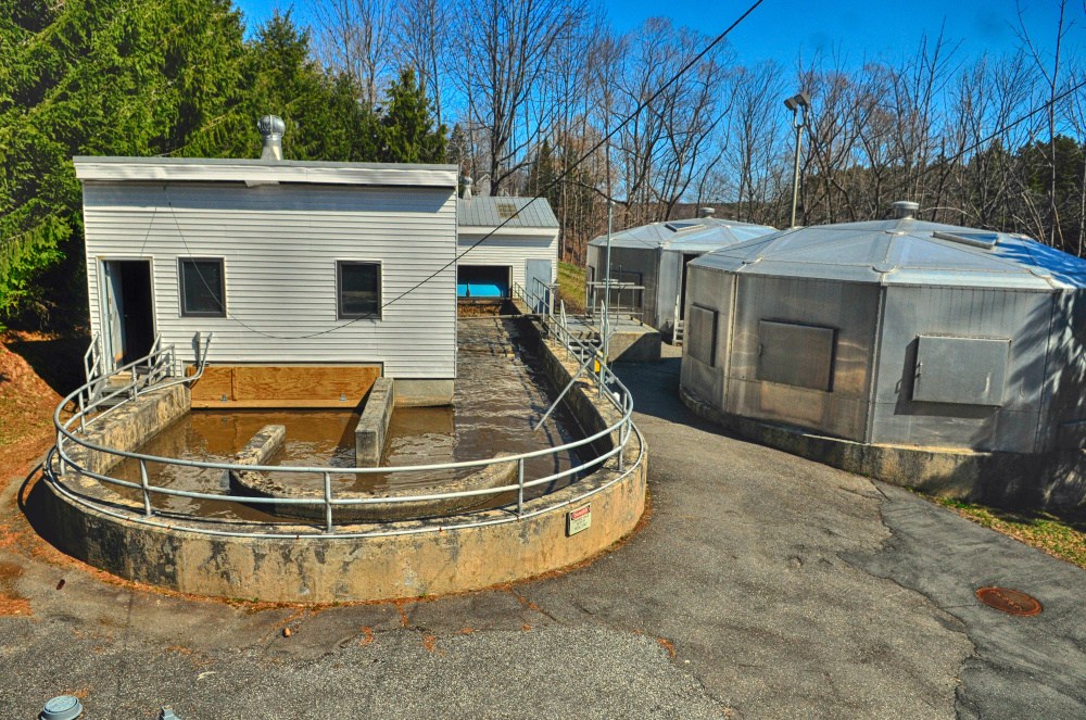 This photo taken in April shows the oxidation ditch and clarifiers at the Richmond Utilities District sewage treatment plant, where an upgrade is planned.