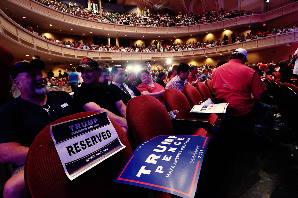 The crowd awaits Donald Trump's arrival Thursday. When asked what he liked about Trump, Jason Riddle said, "Everything, his foreign policy, getting rid of Obamacare, getting rid of Common Core (education standards)."