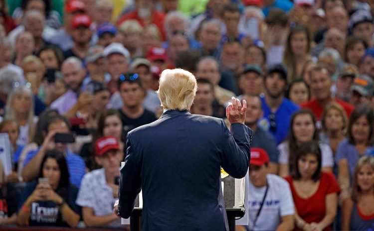 Republican presidential candidate Donald Trump speaks during a campaign town hall in Daytona Beach, Fla., Wednesday. Evan Vucci/Associated Press