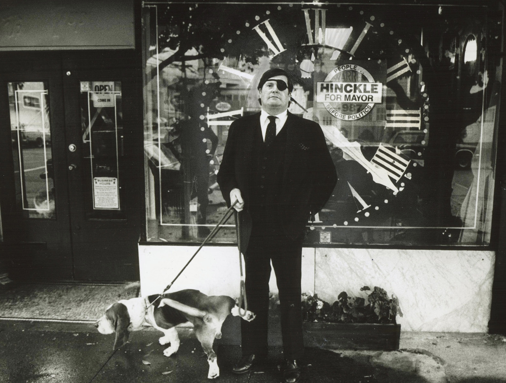 Pugnacious in print and in person, Warren Hinckle, shown with his dog Bentley, even looked piratical with a patch that covered up a left eye lost in a boyhood accident. A muchraking journalist, he drew the wrath of anyone who got in his way.
