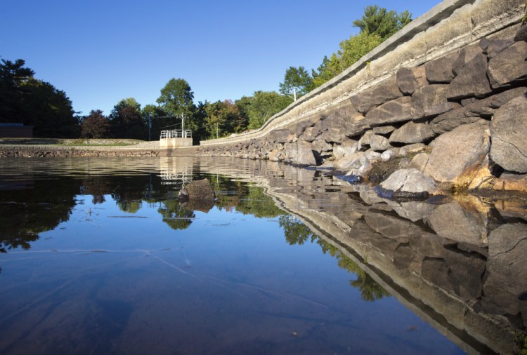 Buying water will reduce the demand on Chase's Pond, York's water source, which is down about 4.5 feet. The normal water line can be seen at left.