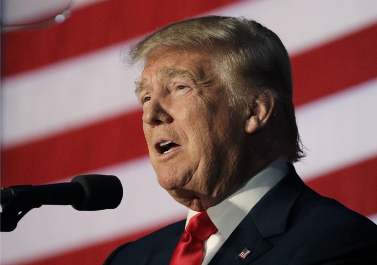 Republican presidential candidate Donald Trump speaks at a campaign rally Thursday in Bedford, N.H.