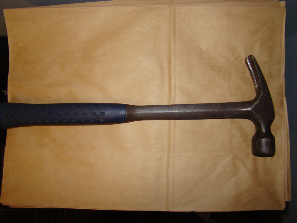 A hammer recovered by Waterville police at a Union Street apartment building was allegedly used Thursday by Zachary Larrabee during an assault over drugs.