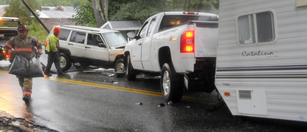Four people were injured on Sunday after two vehicles collided near the Litchfield Fair Grounds.