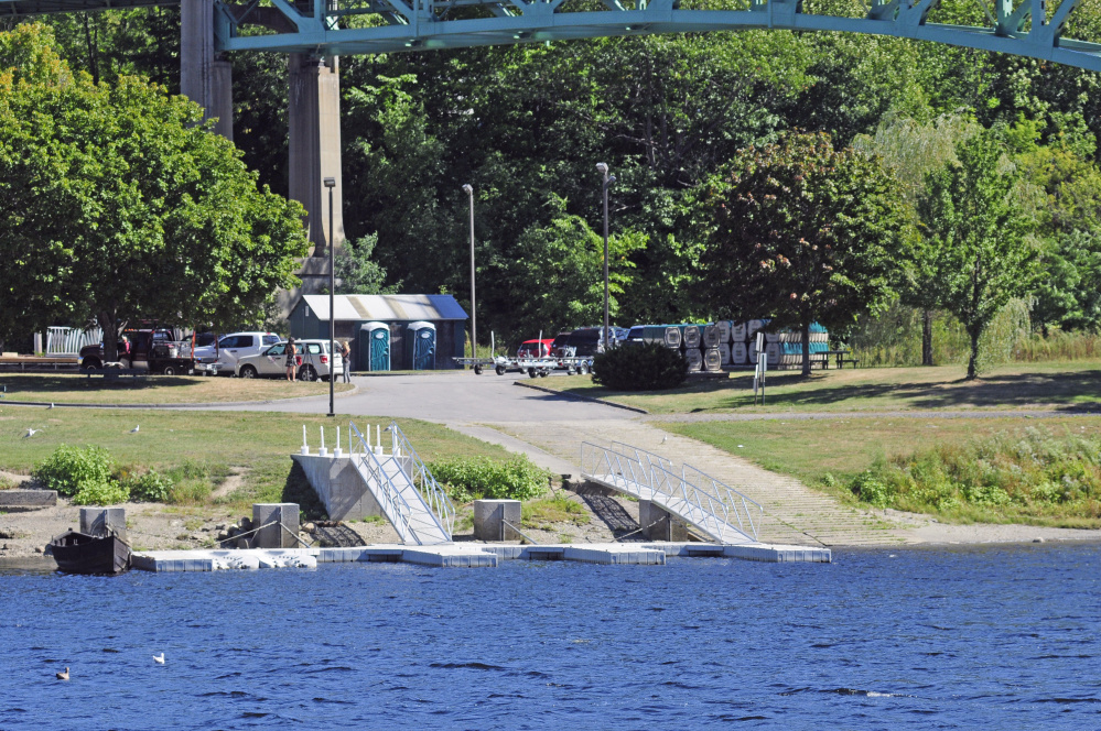 This Saturday photo shows Augusta's East Side Boat Landing. The night before Sean Scanlon pulled a child out of the Kennebec River there.