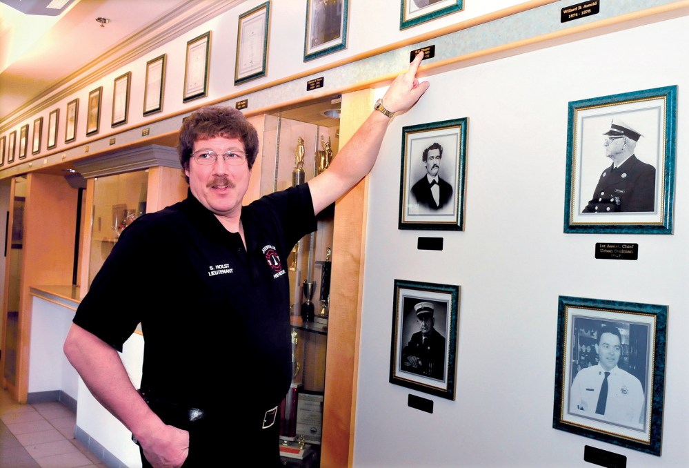 Waterville Fire Department Lt. Scott Holst, the department's historian, who wrote a book about the department's history, will be among those speaking Sunday at a ceremony at Central Fire Station to unveil a new granite monument honoring active-duty firefighters who have died since 1900.