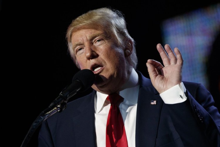 Republican presidential candidate Donald Trump speaks to the Republican Hindu Coalition Saturday in Edison, N.J.