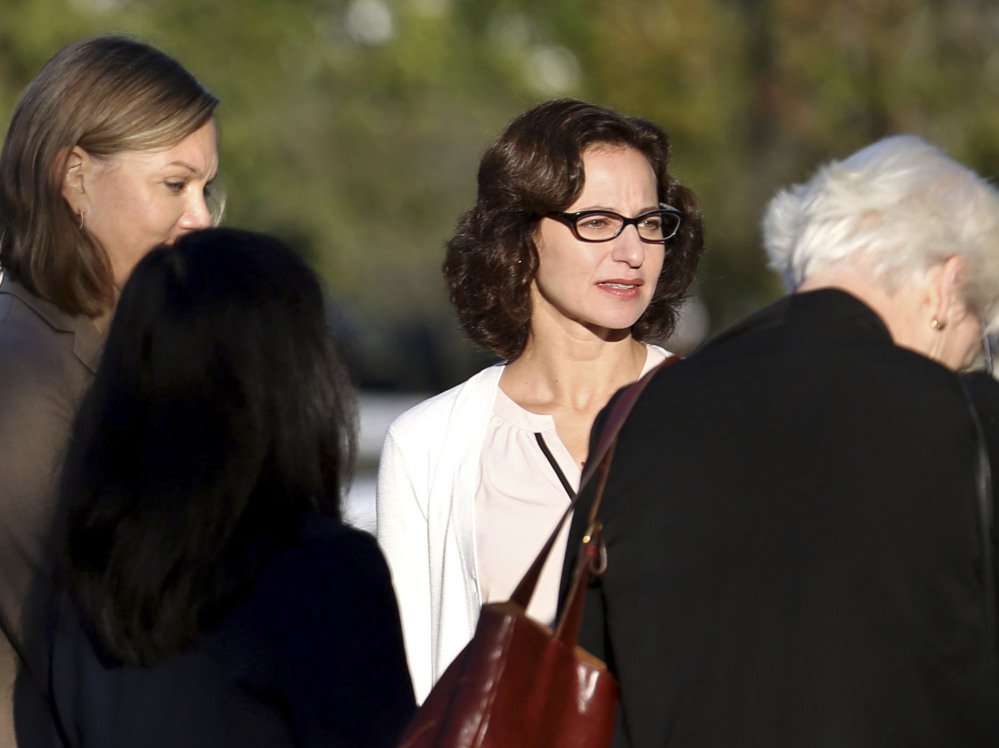 Sabrina Erdely enters the federal courthouse in Charlottesville, Va. Erdely wrote "A Rape on Campus," a discredited Rolling Stone article.