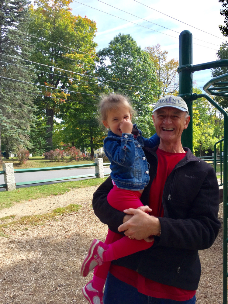 Dwight Denham and granddaughter Lydia Exley visited with each other recently in Gardiner, where Denham said he hopes additional development will help ease the tax burden on homeowners.