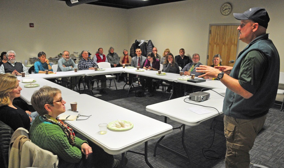 Winthrop Ambulance Chief John Dovinsky speaks during a Winthrop Lakes Chamber breakfast meeting on April 7, 2016 in Winthrop. Dovinsky will address the opiate crisis and what it means to the ambulance service at a forum in Winthrop on Wednesday.