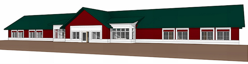 A concept drawing shows what the front of the new psychiatric facility would look like on the Riverview Psychiatric Center campus in Augusta.