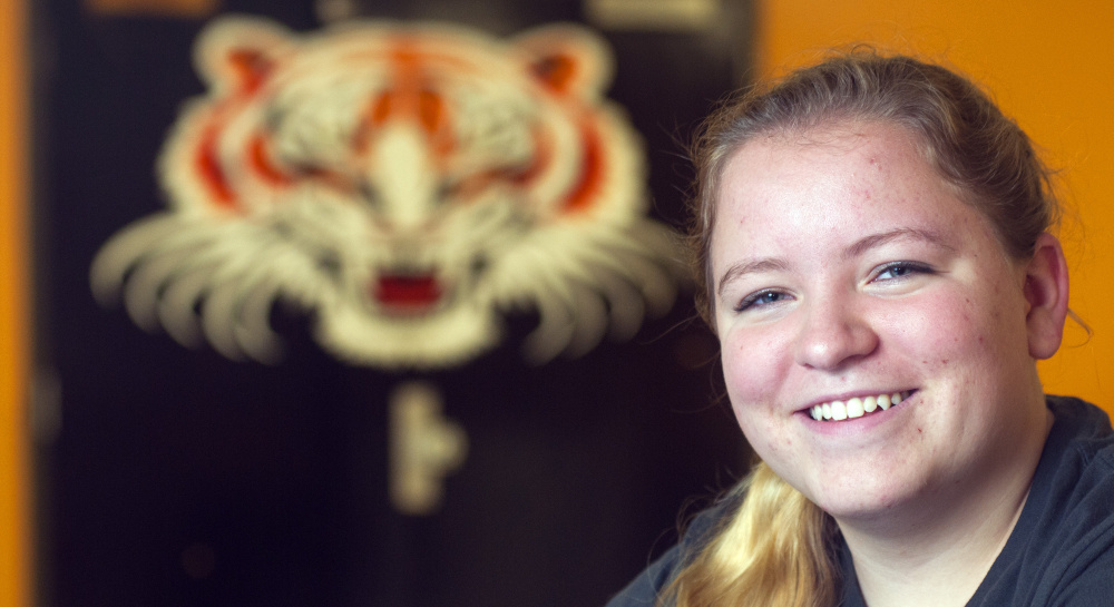 Savannah Green, shown Thursday at Gardiner Area High School, has been honored for her student advocacy work by a national LGBT rights organization. Green said she will be starting a chapter of Gay Straight Trans Alliance soon at the school.