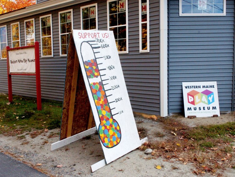 Work continues Thursday on the Western Maine Play Museum in Wilton, which is nearly halfway to its $750,000 fundraising goal.