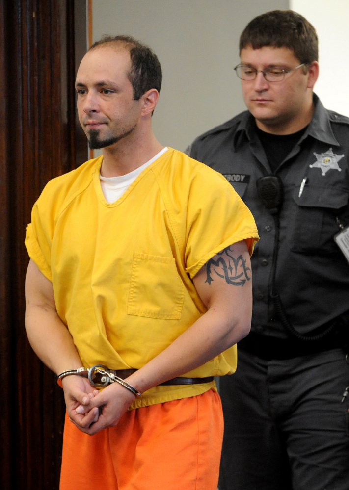 Luc Tieman enters Somerset County Superior Court on Sept. 23 in Skowhegan, charged with murder in the death of his wife, Valerie Tieman.